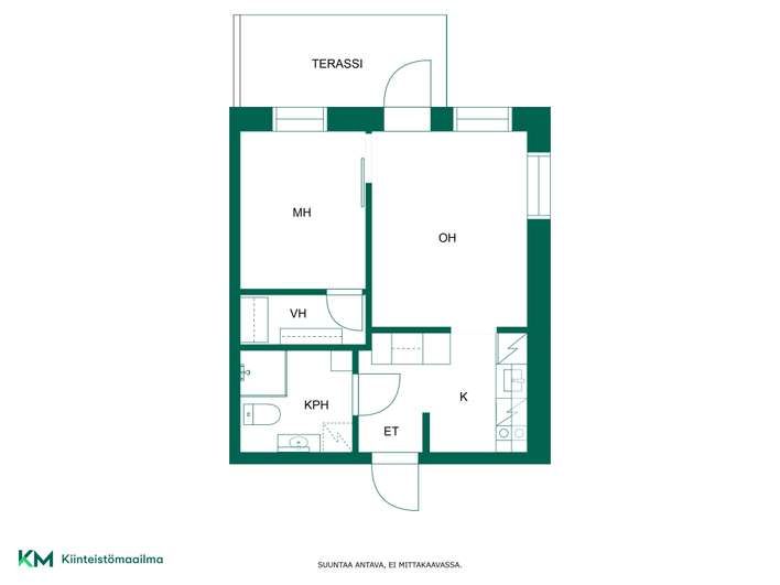 Kerrostalo, 2h+kt+kph+vh+terassi, 35 m², Takahuhti - Ansicht 2