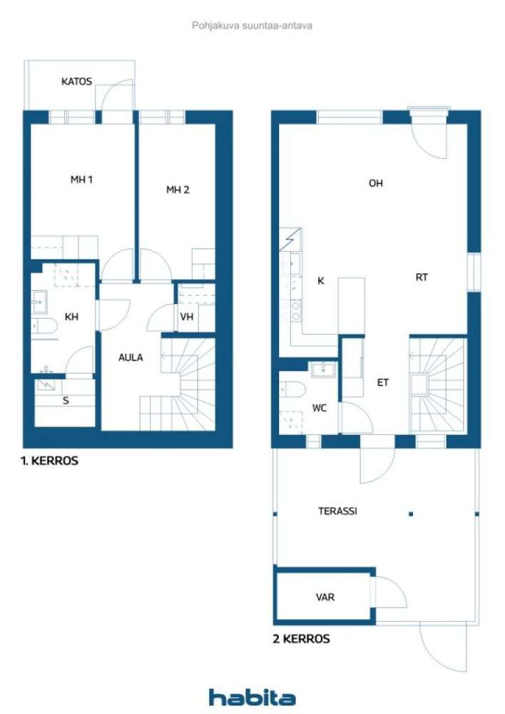 Rivitalo, 3h+k+2 x wc+kph+s+vh+varastot ja autopaikat, 72 m², Nupuri – pohled 2