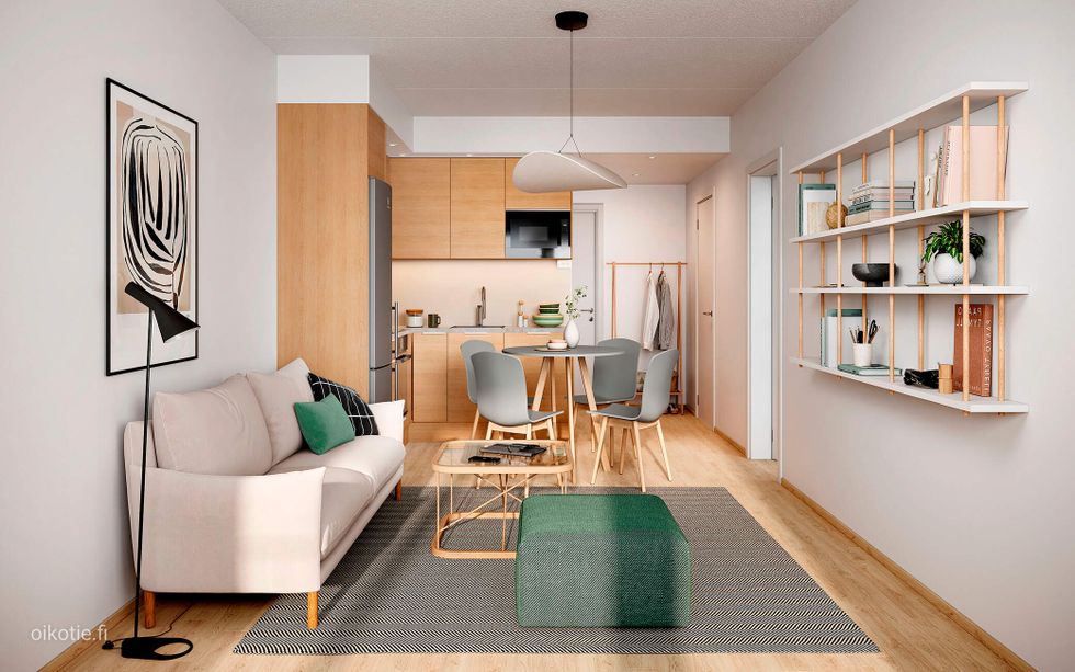 Visualisointi Renatan kodista C 44 ja C 51, 2h+kt, 37,5 m²