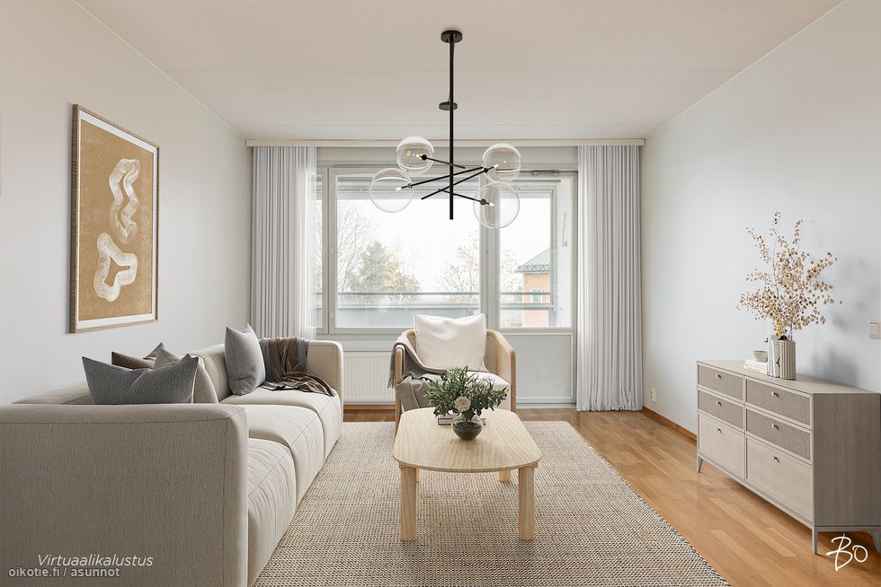 virtuaalikalustettu olohuone