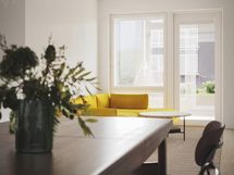 Visualisointikuvassa taiteilijan näkemys 64,5 m² asunnosta A2.