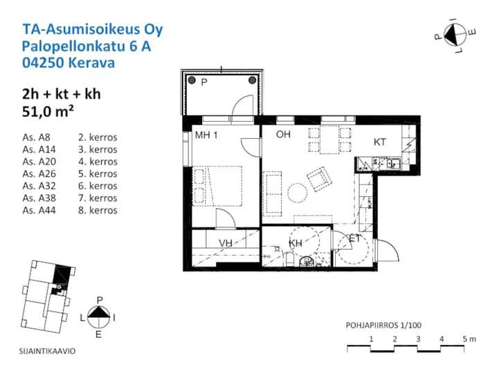 Kerrostalo, 2h+kt, 51 m², Jaakkola - Näkymä 2