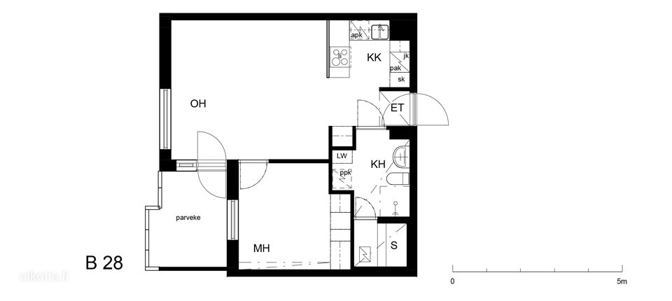 Kerrostalo, 2h+kk+s+lasitettu parv, 45,5 m², Vuosaari - View 4