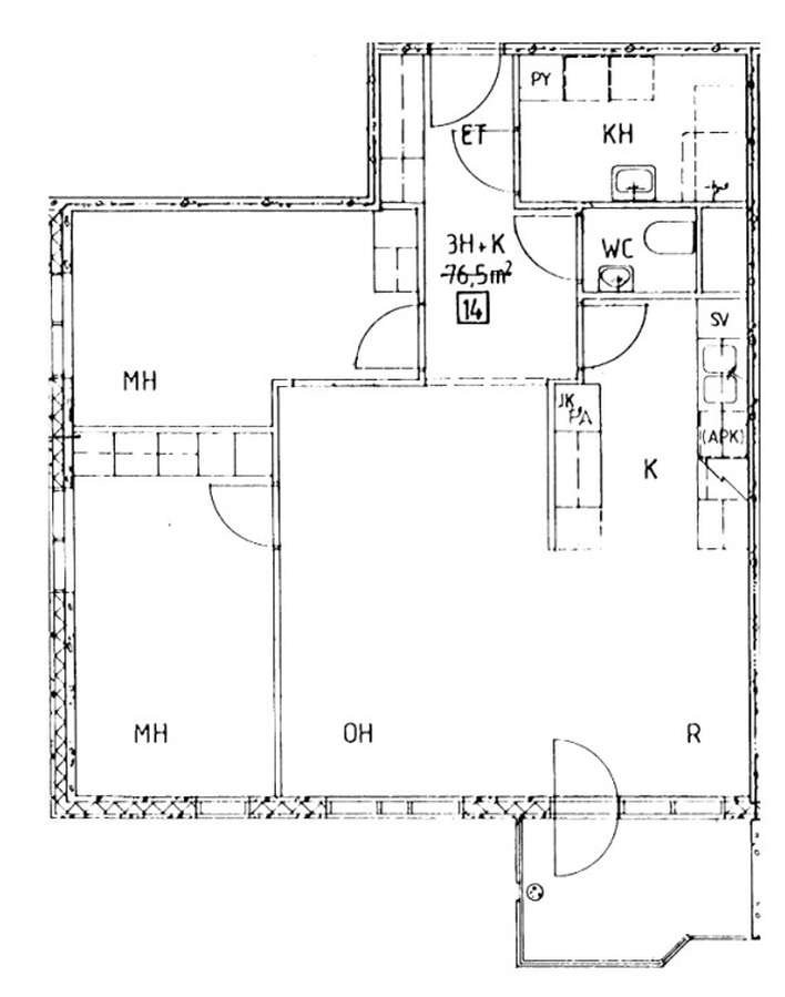 Kerrostalo, 3h+k, 76,5 m², Perkkaa - Näkymä 2