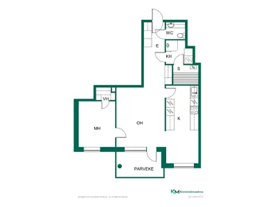 Kerrostalo, 2h,k,kph,s,wc,vh,lasit.p., 58 m², Halkola - Radharc 2