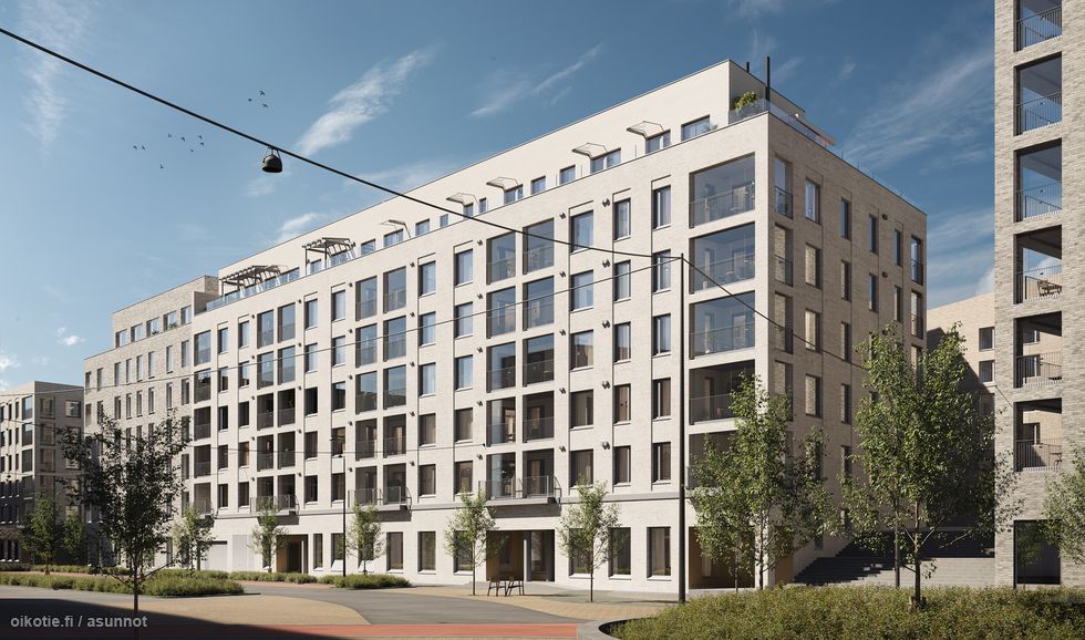 Visualisointikuvassa Pasaatin julkisivu Kalasatamankadulta päin.