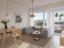 Asunto A44 keittiö. Taiteilijan näkemys