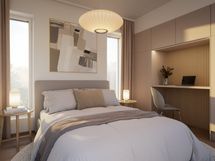 Viitteellinen kuva (2-3H+KT, 55,5m2). Saattaa sisältää lisähintaisia materiaaleja.