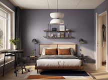 Alustava visualisointi 1. kerroksen vastaavasta 42,5-neliöisestä kodista (2h+kt).