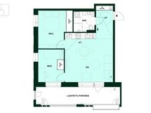 Kodin pohjapiirros (3h+kt, 57,5 m²)
