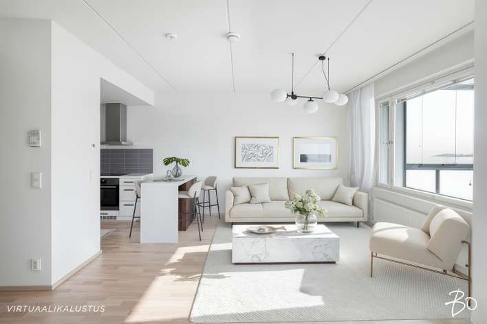Kerrostalo, 2h, avok, kh, s, lasitettu parveke (yj. 2h+kt+s), 52,5 m², Lauttasaari, Helsinki