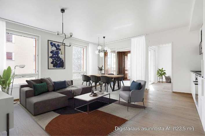 Kerrostalo, 3h+avok+kph+p+työtila 59 m² (sis. työtila, taukotila, kph, terassi), 123,5 m², Meilahti, Helsinki