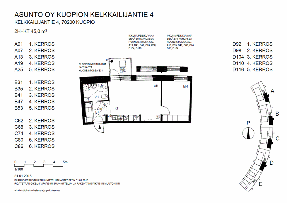 45 M Kelkkailijantie 4 70200 Kuopio Kerrostalo Kaksio Vuokrattavana Oikotie 15871313