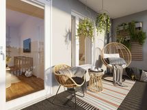 Asunto A45 parveke. Taiteilijan näkemys.