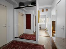 Eteisessä on liukuovikaapistot