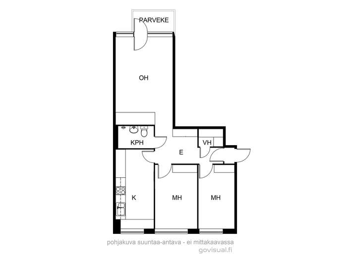 Kerrostalo, 3h+k+kph+parveke, 67,5 m², 1 kaupunginosa - Näkymä 3