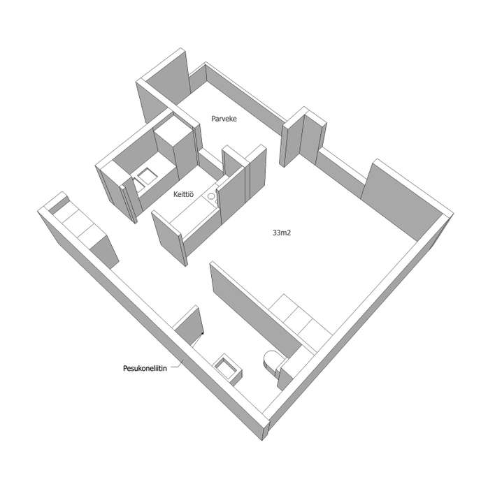 Kerrostalo, 1h + k + parveke/terassi, 33 m², Kypärämäki, Jyväskylä