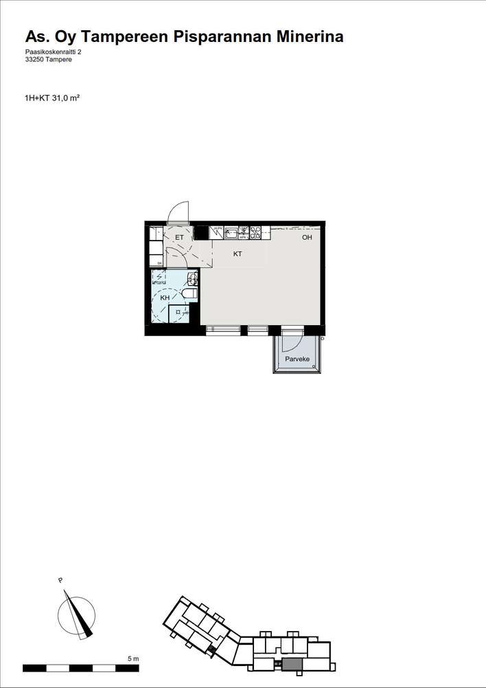 Kerrostalo, 1h+kt+lasitettu parveke, 31 m², Santalahti - View 3