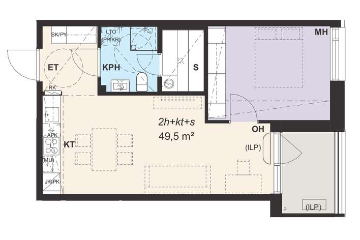Kerrostalo, 2h+kt+s, 49,5 m², Jätkäsaari - Näkymä 2