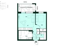 Kodin pohjapiirros (2h+kt+(s), 42 m²)
