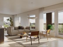 Taiteilijan näkemys ylimmän kerroksen 84,5m asunnosta