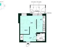 Kodin pohjapiirros (1h+kt, 33,5 m²)