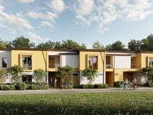 Visualisointikuva: Espoon Tuulikello 3 - C-talo on pienkerrostalo, jossa on kuusi yksitasoista kotia.