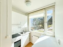 Keittiö on ikkunallinen.