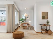 Ruokatila avautuu olohuoneeseen