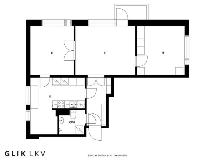 Kerrostalo, 3h+k+p , 65 m², Kaleva - Ansicht 2