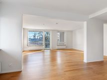 Keittiöstä olohuoneeseen - avointa yhtenäistä upeaa tilaa.