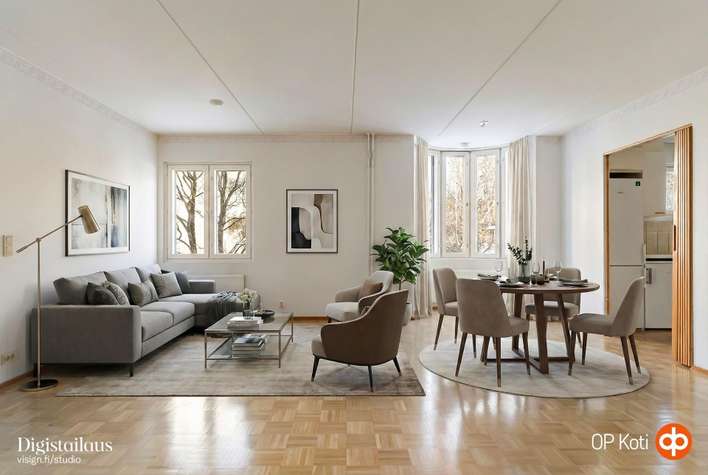 Kerrostalo, 2h+k+s+lasitettu parveke (YJ 2h+k+s), 71 m², Vallikallio - Näkymä 2