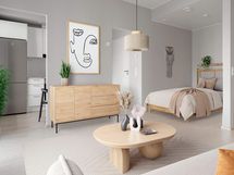 Digistailattu asunto A 11 - Loistavapohjainen yksiö, jossa oleskelutila ja alkovi muodostavat kodikkaan ja helposti sisustettavan kokonaisuuden.