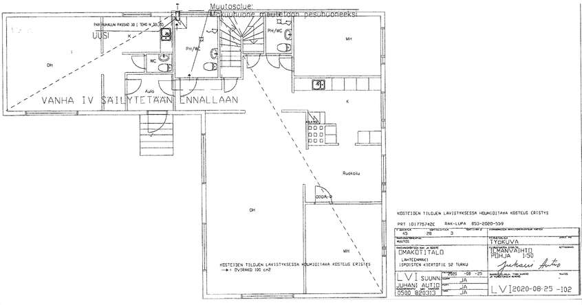 Omakotitalo, 4 h+k+rh+kph+s+kph/wc+            2xwc:t+at+var+käyttöullak., 148/184 m², Ispoinen - Ansicht 2
