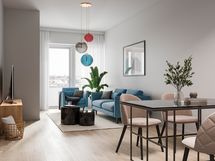 Viitteellinen kuva 48,5 m2 asunnosta.