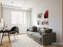 MH 2. sisustettuna työ/vierashuoneeksi