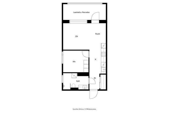 Kerrostalo, 2h+avok+kph+las.parv, 42,5 m², Olarinluoma – pohled 2