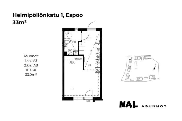 Muu, 1h+kk+ransk.parv, 33 m², Lintuvaara - Näkymä 2