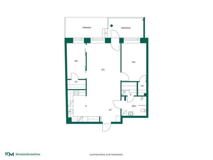Kerrostalo, 3h, kt, kph, s, 2xvh, lasitettu parveke, terassi, 66 m², Hiekkaharju – pohled 2