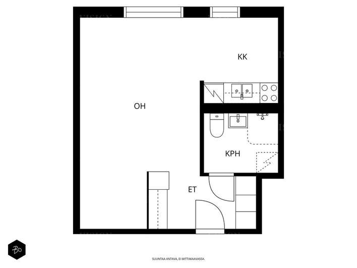 Kerrostalo, 1h+kk, 35 m², Keskusta - Widok 2