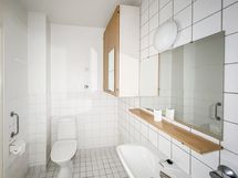 Kylpyhuone on tilava ja se uudistetaan linjasaneerauksen yhteydessä.