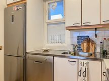 Keittiön varusteisiin kuuluu mm. astianpesukone.