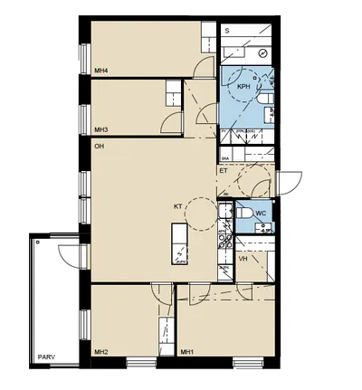 Kerrostalo, 5h+kt+s, 95,5 m², Kaleva - Näkymä 2