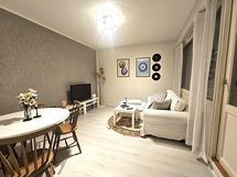 olohuone, josta kulku myös parvekkeelle