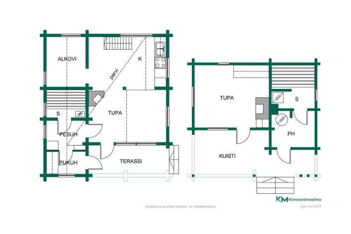 Loma-asunto, Tupak, ma, kph, s, parvi, 50/77 m², Tiemassaari - Näkymä 4