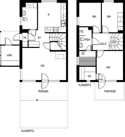 Rivitalo, 4h + k + vh + s + parveke + terassi + varasto, 83 m², Järvenperä - Radharc 2