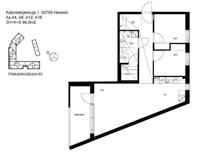 Kerrostalo, 3H+KT+S, 69 m², Malmi - Näkymä 3