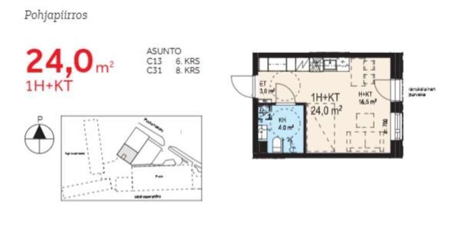 Kerrostalo, 1H+KT, 24 m², Keskusta – pohled 2