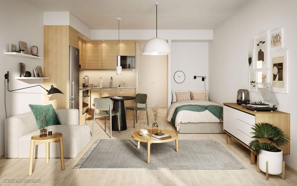 Visualisointikuva Renatan asunnosta C 41, C 46, C 53, C 58 ja C 63, 1h+kt, 27 m²