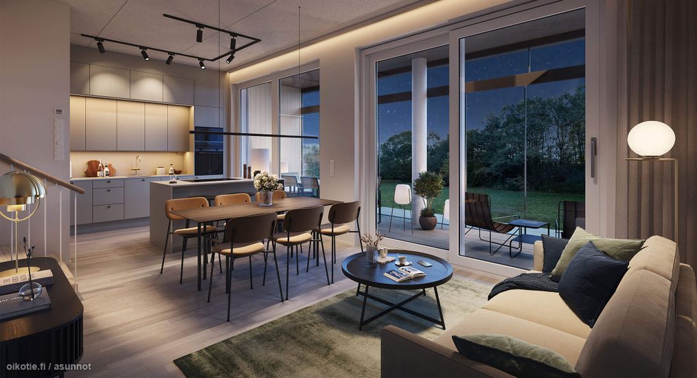 Visualisointikuva rivitalokodista  A 02 (4h+kt+s, 112 m²)